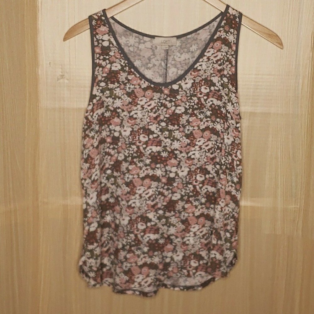 Loft Womens Blue Floral Tank Top Small